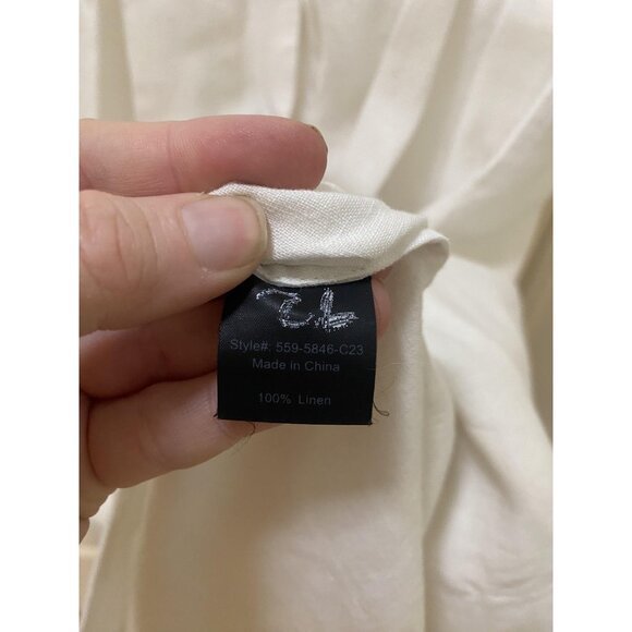 Jenni Kayne Day Dress Womens Medium White Linen Button Front Midi Short Sleeve - Picture 4 of 6